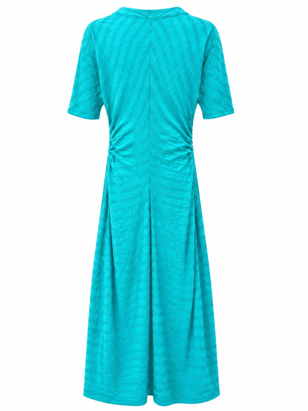 Turquoise Short-Sleeve Midi Dress